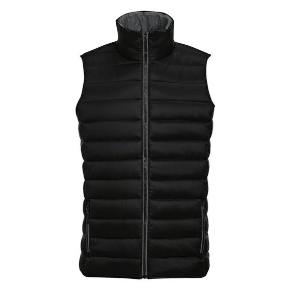 SOLS Mens Wave Padded Water Repellent Bodywarmer/Gilet / Black - Picture 1 of 4